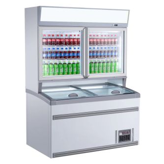 Wand koel/vries combi wit 2 glasdeuren